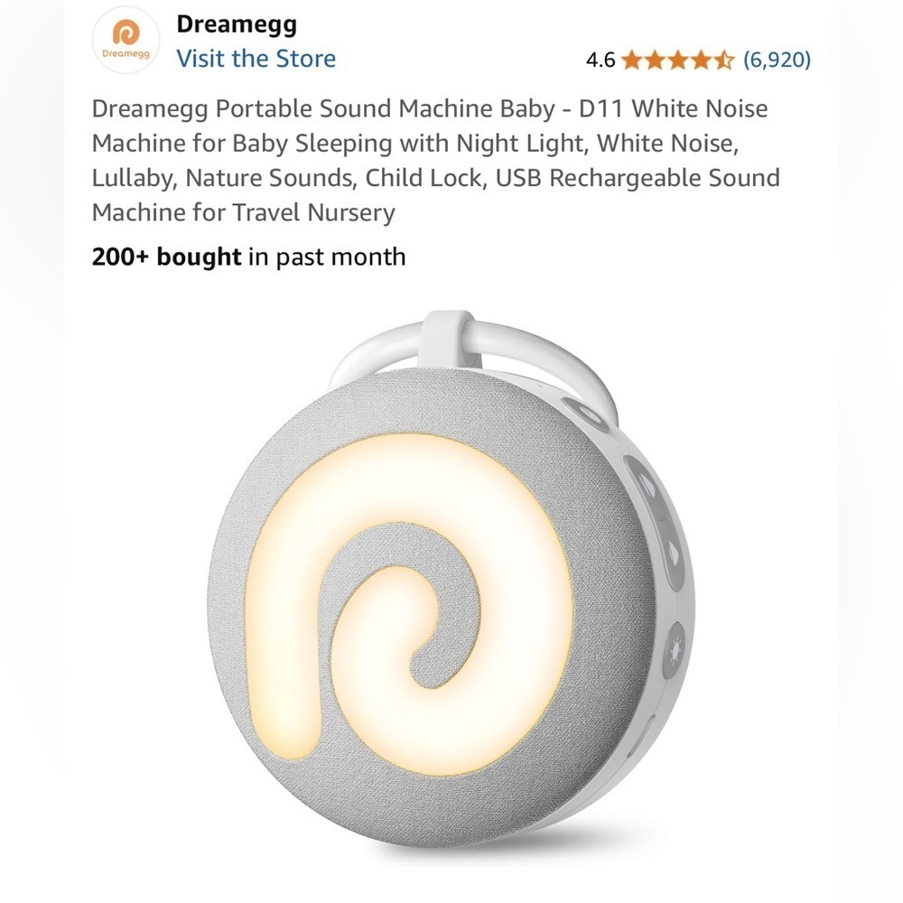 White Noise Machine with Light Rechargeable- Gray